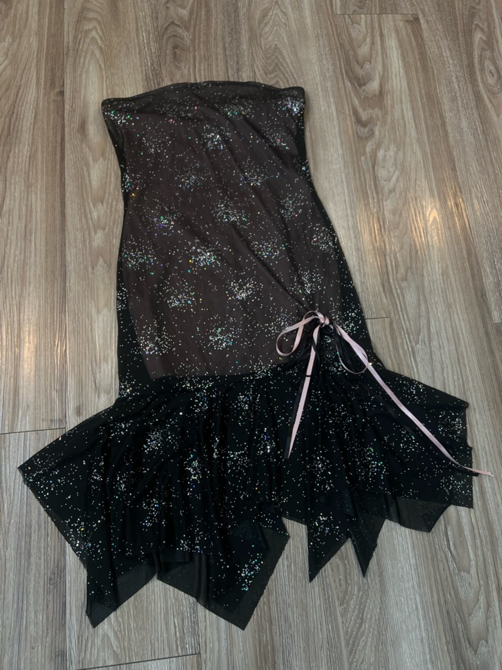 Vintage Goth Glam black and pink Shimmery Semi-Formal Dress Size Medium EUC